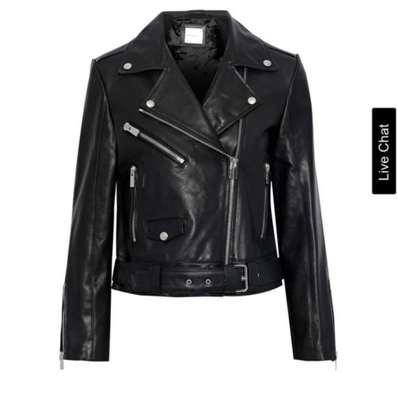 Anine Bing Jett Leather Biker Jacket Black BNWT - Picture 3 of 3